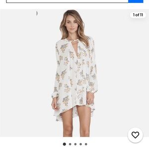 Free People White Floral Long Sleeve Dress